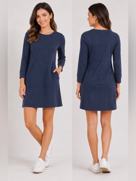 purejill Dresses & Skirts - Pure J Jill Blue Knit Dress Size Small Cotton Modal Stretch